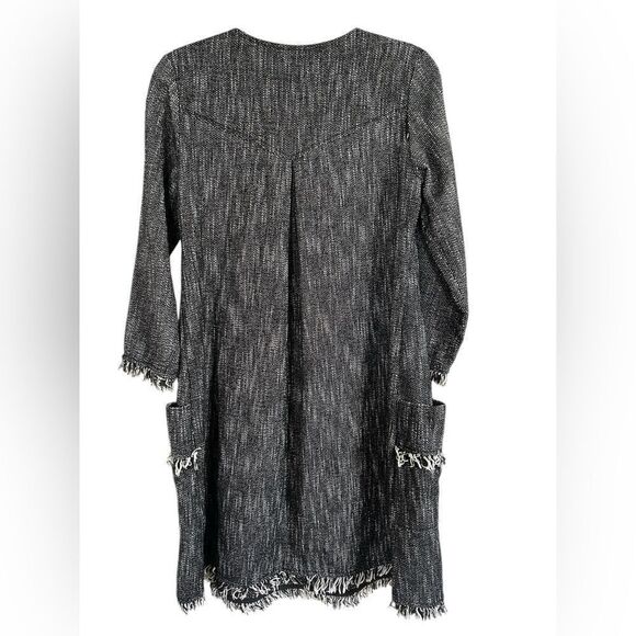 Nanette Lepore Black & White Tweed Fringe Artsy Mock Dress - Picture 2 of 12